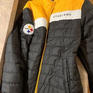 NFL Steelers Black and Yellow Puffer Coat